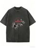 Vintage Butterfly Star Letter Graphic Acid Wash Washed Oversized T Shirt Men Women Crew Neck Short Sleeve Loose Street Casual Tee_ecoleips.com