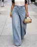 LD2824 Stylish And Elegant High Waisted Asymmetrical Wide Leg Slimming Straight Leg Casual Trousers_ecoleips.com