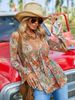 Women's Autumn Long Sleeved Shirt V Neck Print Retro Flared Sleeves England Style Elegant Fashion Blouse for Spring/Summer_ecoleips.com