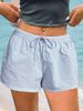Fashion New Simple Contrast Color Stitching Striped Casual Pants Women's Loose Niche Lace Up Home Versatile Shorts_ecoleips.com