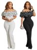 K European And American Sexy Tight One Neck Ruffle Lace Jumpsuit_ecoleips.com