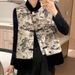 girl Chinese National Style Button Vest For Women, Autumn And Winter New Stand Collar Retro Ink Painting Horse Outerwear_ecoleips.com