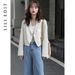 Women's Spring And Autumn New Style Blazer, Petite Size, Elegant Design, Niche White Short Jacket_ecoleips.com