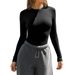 DiYun 2025 Spring/Summer European And American Y2K Knitted Solid Color Slim Fit Round Neck Long_ecoleips.com