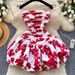 French Vacation Off-Shoulder Ruffle Mini Dress – Stretchy Smocked Waist Flared Skirt With Cascading Hem_ecoleips.com