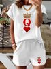 Women’s 2 Piece Outfit Set – Oversized Graphic T-Shirt And Biker Shorts Matching Set, Casual Summer Lounge Tracksuit For Daily Wear-333_ecoleips.com