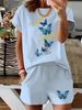 Women’s 2 Piece Outfit Set – Oversized Graphic T-Shirt And Biker Shorts Matching Set, Casual Summer Lounge Tracksuit For Daily Wear-306_ecoleips.com