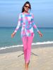 Women's Clothing Split Swimsuit Style Long Sleeve Sunscreen Surfer Suit Slim Diving Bikini Set For Formal & Casual_ecoleips.com