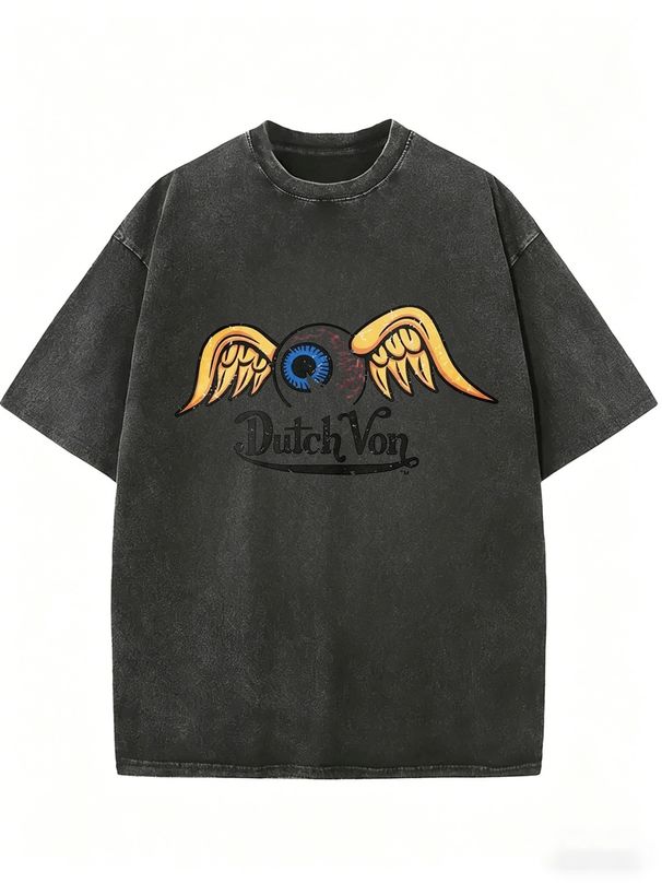 Retro Street Style Oversized Tee, Vintage Washed Unisex T-Shirt For Comfortable Everyday Wear_ecoleips.com