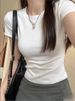 Women's Clothing Style Black Round Neck Short Sleeve T-Shirt For Women Petite Slim Fit Summer Top For Formal & Casual For Women_ecoleips.com