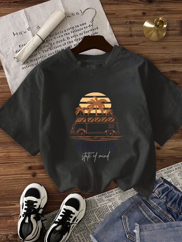 Women's Casual round Neck Short Sleeve T-Shirt Multi-Color Solid Loose Printed Fashion Top for Spring/Autumn & Summer_ecoleips.com