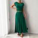 DiYun European And American 2024 Spring/Summer Women's Elegant Slim-Fit Solid Color Short-Sleeve_ecoleips.com