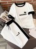 Women's Summer Crew Neck Short Sleeve Top And Drawstring Sweatpants Casual Set 8002 Print_ecoleips.com