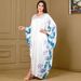 Muslim Dress Women Elegant Muslim Abaya Dress – Floral Print Batwing Sleeve Maxi Dress, Modest & Versatile For Prayer, Travel & Special Occasions_ecoleips.com