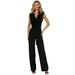 Women's Clothing Sexy V Neck Backless Wood Ear Edge Lace Up Jumpsuit Casual Long Comfortable Slim Women's Clothing_ecoleips.com
