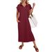 Women's Elegant Loose Polo Collar Knit Dress Long Slit Fashionable Spring Summer_ecoleips.com