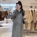 Autumn New Korean Fashion Loose Hooded Mid-Length Knitted Maternity Dress_ecoleips.com