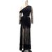 Women's Clothing Lace Oblique Shoulder Mesh Tight Slit Long Hip Wrapped Slim Dress Evening Dress_ecoleips.com
