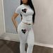 Women's Love Print Suit Long Sleeve Round Neck T-Shirt And Trousers Set Style Independent Station Clothing_ecoleips.com