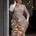 Sexy Gold Bling Night Even Banquet Dress Long Sleeve Lace Pleat Woman Elegant Sequin Prom Evening Party Dresses For Women_ecoleips.com