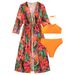 Women's Swimwear 3-Piece Set Long Sleeve Cover-Up Floral Print Bikini Beach Outfit Summer Fashion Swim Suit For Women_ecoleips.com