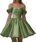 Elegant Satin Off-Shoulder Cocktail Dress A-Line Short Party Wear for Birthdays And Evening Events Women's Clothing_ecoleips.com