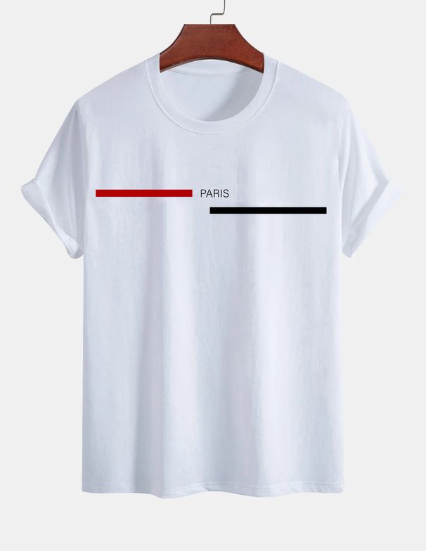 Casual White Patterned T-shirt Print, Short Sleeved Round Neck 100% Cotton T-shirt Top-10_ecoleips.com