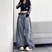Women's Sweet Cool Embroidered Curved Blade Jeans Loose Fit Slimming Wide Leg Floor Length Trousers Autumn Design_ecoleips.com