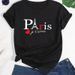 New Clothing, Simple Printed Design, New Model, Eiffel Tower Print, Regular Shoulder, Women's Short-sleeve T-shirt_ecoleips.com