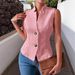 Women's Clothing Women's Clothing New Commuter V Neck Button Sleeveless Vest Vest Jacket Tops For Women_ecoleips.com