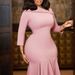 K Women's New Style Asymmetrical Collar Solid Color High-waisted Irregular Mermaid Skirt Dress_ecoleips.com