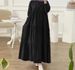 Women’s Clothing new Muslim solid color loose casual button neck long sleeved cotton and linen dress_ecoleips.com