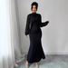 European And American Cross-border Women's Clothing 2026 Elegant Stand-up Collar Mesh Rhinestone Long-sleeve_ecoleips.com