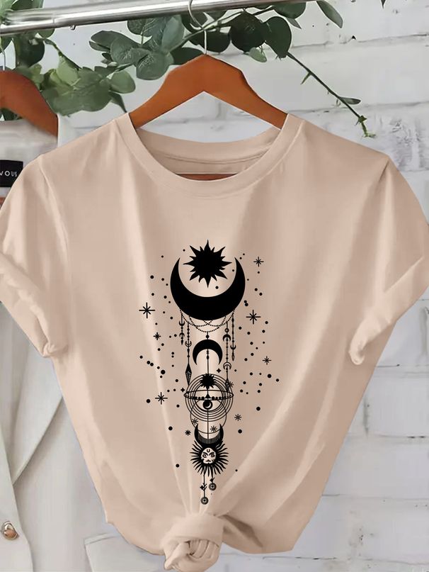 Women's Casual Round Neck Short Sleeve T-Shirt Multi-Color Style Simple Fashionable Sports Top Solid Printed Loose Fit_ecoleips.com