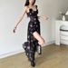 European And American Style 2024 Summer New Women's French Floral Lace Hollow-out See-through Slit Slim-fit Camisole_ecoleips.com
