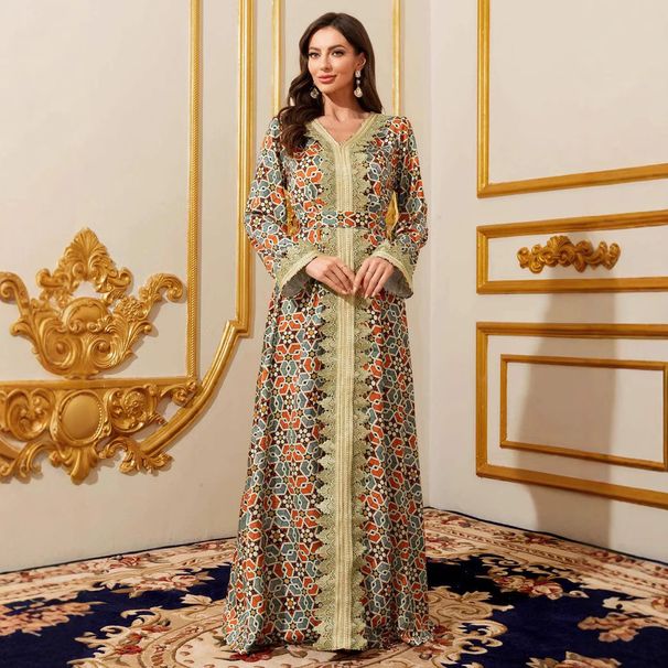 Women's Clothing Printing Fashion Ladies Lace Long Skirt Robe_ecoleips.com