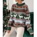 Aria Basics Aria Basics 2022 European And American Cross-Border Round Neck Loose Five-Color Christmas Theme Jacquard Long Sleeve Women's_ecoleips.com