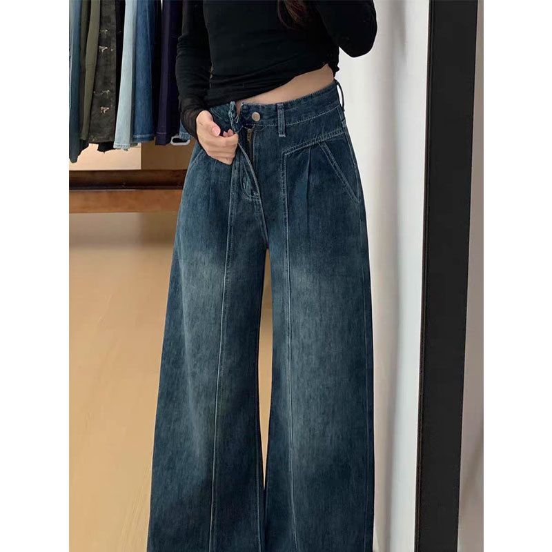 Women's High Waisted Straight Leg Jeans - Retro Washed Denim Pants With Fleece Lining, Plus Size Wide Leg Trousers For Pear Shape & Curvy Women_ecoleips.com