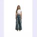 Women's Casual Cotton Denim Jeans With Symmetrical Slit Faux Two-Piece Skirt Style For Street Fashion Summer Spring/Autumn Regular Fit_ecoleips.com