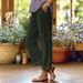 Women's Cotton Linen Straight Leg Pants Loose Fit Solid Color Elastic Waist Casual Pants With Pockets_ecoleips.com