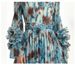 Women's Floral Bell Sleeve Dress Sophisticated Pleated 3D Design Heavy Duty Fitted Waist Ruffled Hem_ecoleips.com
