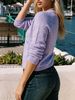 Lilac Round Neck Hollow Out Pit Rib Knit Cardigan, Loose Lightweight Breathable Soft Skin-touch Button Air Conditioning Jacket_ecoleips.com