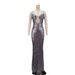 Women's Clothing New U Neck Fish Scale Beaded High Waist Slim Fit Birthday Party Host Dress_ecoleips.com