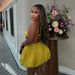Women's Sweetheart Neckline Backless High Waist A-Line Mini Dress In Yellow_ecoleips.com