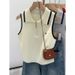 Women's Red Sleeveless Knitted Vest High-End Design Half Zip Collar Summer Outerwear Niche Top_ecoleips.com