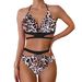 Women's Clothing Plus Size Cross-Strap Triangle Bikini Set - Strappy Swimsuit For Spring Fashion Regular Fit Polyester_ecoleips.com