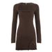 European And American Sexy Hot Girl Style Slim-fit Lace With Slit, Square Neck, Solid Color, Long Sleeves, Bodycon Dress_ecoleips.com