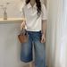 Women's Short Sleeve Top With Peter Pan Collar Color Block Half Zip Cropped Fit Fashion Tee_ecoleips.com