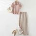 Women's Clothing Tie Dyed Shirt High Waist Trousers Two Piece Suit Female Summer New Temperament Relaxation Suit_ecoleips.com