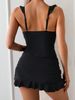 Women's Sexy Ruffled Short Skirt Swimsuit Two Piece Set Solid Color European American Style Bikini for Vacation_ecoleips.com